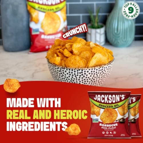 Jackson’s Classic Kettle Potato Chips (Variety Pack, 1.5 oz, Pack of 18) - Made with Premium Avocado Oil, Sea Salt, Salt & Vinegar and BBQ Flavors - Allergen-friendly, Gluten Free, Vegan - Thumbnail 6
