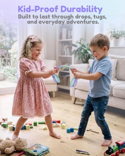 acer Kids Bluetooth Headphones, Over Ear Headphone for Kids with Mic, 75H Playtime, 85dBA Safe Volume, Bluetooth 6.0, USB C Fast Charging, Toddler Headphones for iPad/Tablet/Travel/School-Purple Green - Thumbnail 4
