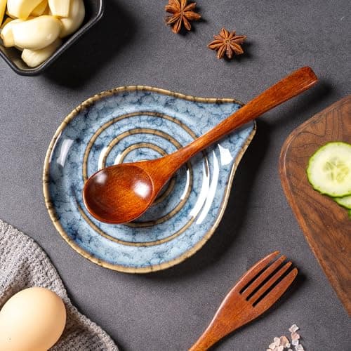 Ceramic Spoon Rest for Stove Top, 6" Spoon Holder, Spoon Rest for Kitchen Counter, Unique, Heat-Resistant Cooking Utensil Holder, Modern Farmhouse Kitchen Décor Marble Grey（No spoon included） - Thumbnail 5