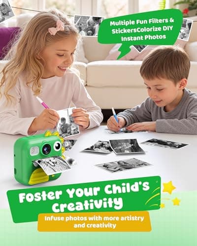 KOKODI Kids Camera Instant Print, Toddler Cameras Christmas Birthday Gifts for Girls Age 3-12, Digital Video Instant Printable Camera for Kids,Toys for Ages 5-7 Girls (Green) - Thumbnail 4