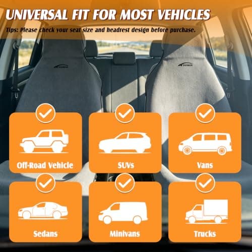 KIGEMOS Car Seat Cover Towel for Cars, SUVs, Vans and Trucks, 2 Pack, Gray - Thumbnail 6