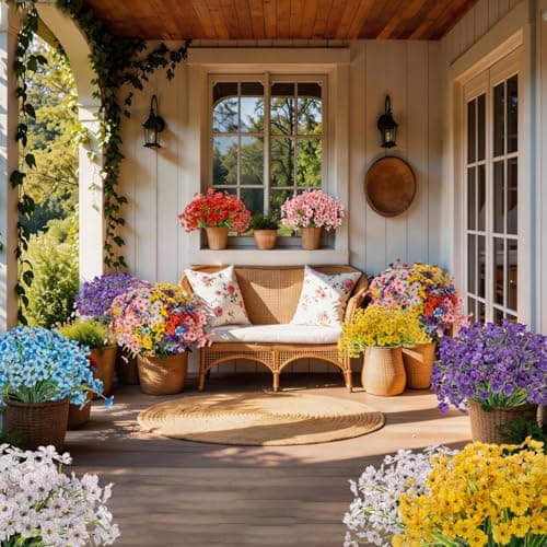 PADONISE 24 Bundles Artificial Flowers for Outdoor Indoor Decor, Fake Silk Flower Plastic Stems UV Resistant for Hanging Plants Spring Summer Bouquet Vase Porch Window Box Wedding Farmhouse Garden - Thumbnail 4