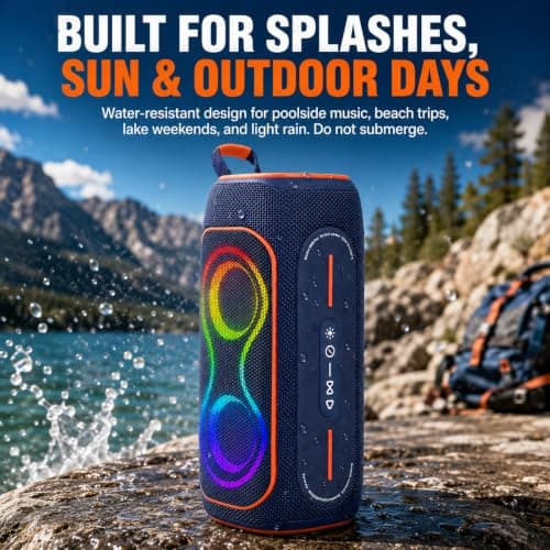 Musibaby 80W Bluetooth Speaker, Loud Portable Wireless Speaker with Deep Bass, Waterproof Outdoor Speaker with RGB Lights for Camping, Beach & Party, 24H Playtime, BT5.3, Dual Pairing - Thumbnail 3