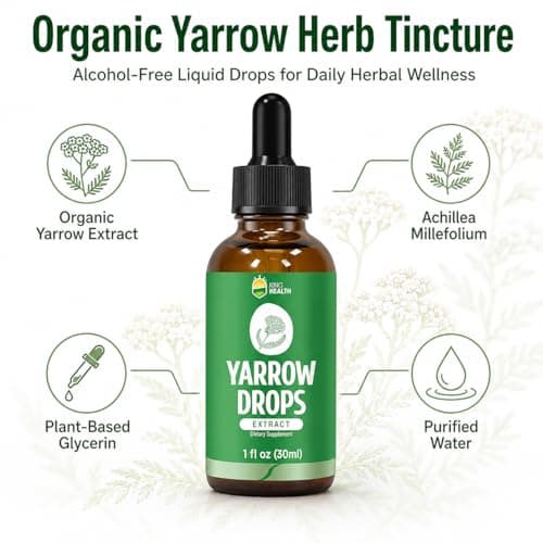 Yarrow Herb Tincture, Organic Yarrow Extract Liquid Drops, Alcohol-Free Achillea Millefolium Herbal Supplement for Women, GMP Certified, Vegan, Non-GMO, Gluten-Free, 1 Fl Oz - Thumbnail 3