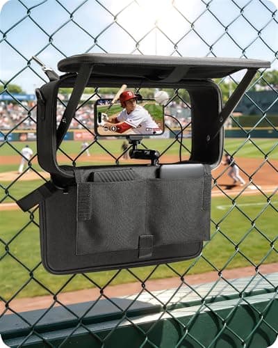 Stouchi Game Changer Mounting Kit, All-in-One Soft Fabric Fence Mount Bag with Anti-Glare Shade & Storage, Portable Fence Mount for Baseball Softball Tennis, Compatible with iPhone/GoPro/Mevo Start