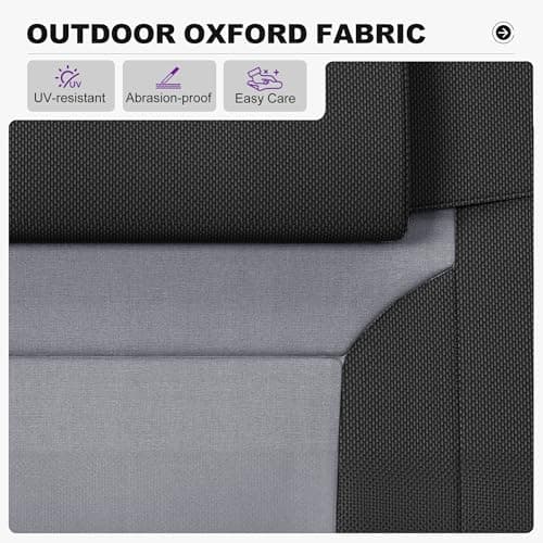 PURPLE LEAF Oversized Outdoor Reclining Chair Patio Zero Gravity Chaise Lounge Folding Chair with Quilted Cushion Adjustable Headrest for Lawn Camping Beach Pool Black and Grey - Thumbnail 4