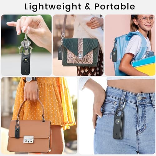 TIPSEAN Personal Safety Alarm - 135dB Ultra Loud Siren with LED Strobe Light, USB-C Rechargeable, Compact Keychain Alarm for Women/Men, Emergency Flashlight & Vibration Alert(Black) - Thumbnail 3