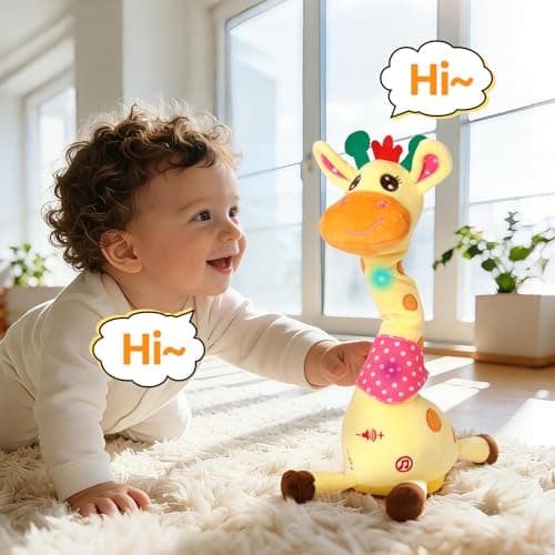 Dancing Talking Giraffe Baby Toy for Baby Toy 6-12 Months & Toddlers 1-3 Years Boy Girl, Interactive Toy Repeat What You Say Tummy Time Giraffe for Baby Early Education, Enlightenment,Sensory Fun Gift - Thumbnail 3