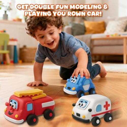 Air Dry Clay Kit for Kids - Pull Back Car Making, 3 Boxes Modeling Clay with Sculpting Tools, Base, Backing Board, Tutorial, Ultra Light & Soft, Non-Toxic & Safe, Creative DIY Arts and Crafts Toys - Thumbnail 3