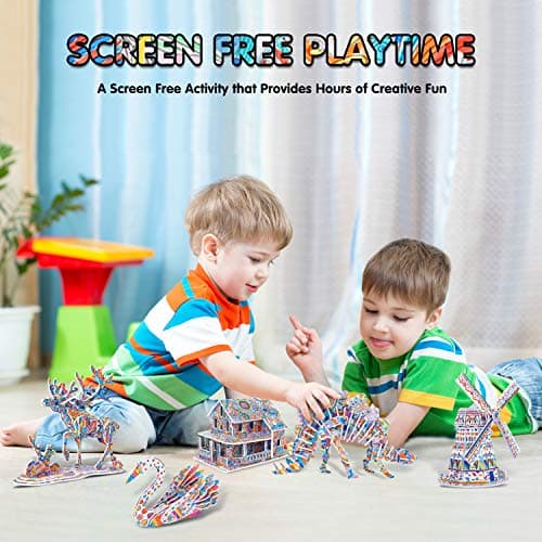 BEARUN 3D Coloring Puzzle Set, Arts and Crafts for Girls and Boys Age 6 7 8 9 10 11 12 Year Old, Fun Educational Painting Crafts Kit with Supplies for Kids, Birthday Toy Gift for Kids - Thumbnail 5