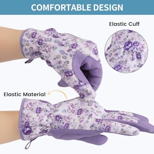 Pleneal Gardening Gloves for Women - Leather Garden Gloves Thorn Proof, Outdoor Protective Working Gloves for Weeding - Thumbnail 5