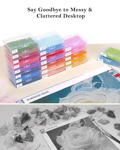 Diamond Art Storage for Beads Storage&Line-Up, 45 PCS 2-in-1 Diamond Painting Storage, Convex Point Bottom Design Diamond Art Accessories with Lids for Diamond Painting Crafters - Thumbnail 6