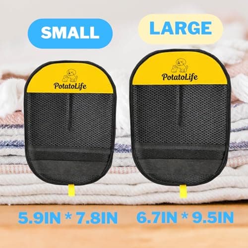 PotatoLife Pet Hair Removal Mitt, Upgraded Reusable Electrostatic Washable Fur Remover for Dogs Cats, Grooming Mitt for Couch, Sofa, Furniture, Carpet, Clothing and Car Seat, Small, 1PCS - Thumbnail 2