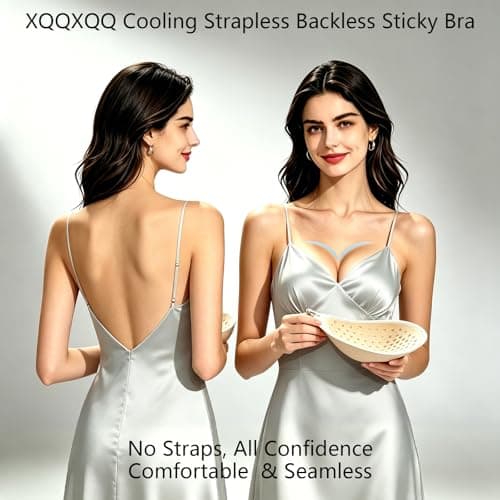 XQQXQQ Cooling Push Up Sticky Bra for Women - 2 Pairs, Strapless Backless Sticky Boobs, Reusable & Invisible Adhesive Bra (US, Cup Band, A) - Thumbnail 3
