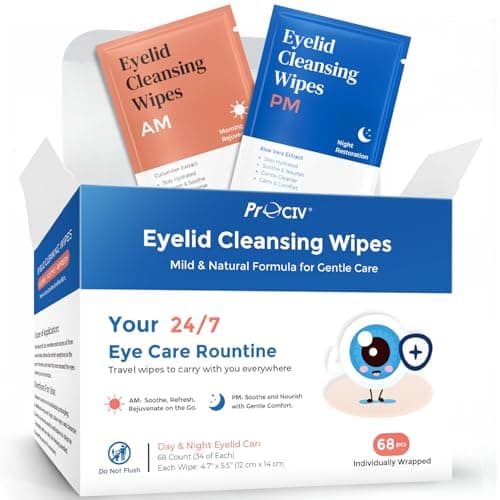 Day & Night Eyelid Wipes for Dry Eyes & Blepharitis Relief - Morning Revitalizing & Evening Soothing Restoration, Dual Use Eyelid & Lash Cleaner for Women and Men, Travel Essentials - Image 1