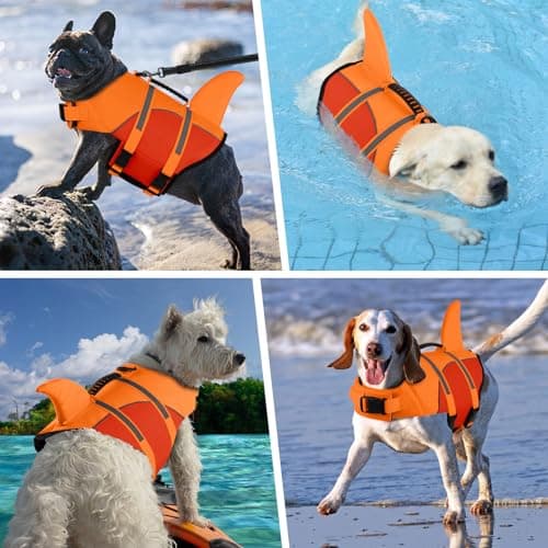 Doglay Shark Ripstop Dog Life Vests for Swimming Boating with High Buoyancy and Rescue Handle, Adjustable Pet Flotation Vest for Small to Large Dogs - Thumbnail 2
