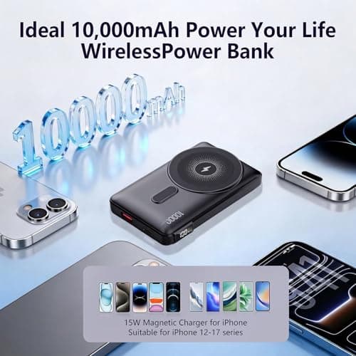 GUGOBOX for Magsafe Portable Charger, 10000mAh Wireless Magnetic Power Bank with Built-in Stand, 22.5W PD Fast Charging for MagSafe Battery Pack Compatible with iPhone 17/16/15/14/13/12 Series - Thumbnail 4