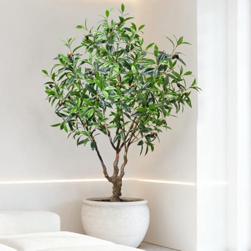 ZSENENT 7.5ft Large Realistic Artificial Olive Tree with Olives - Premium Silk Mediterranean Faux Tree with Bendable Branches & Sturdy Base for Indoor Outdoor Farmhouse Office Decor - Thumbnail 4