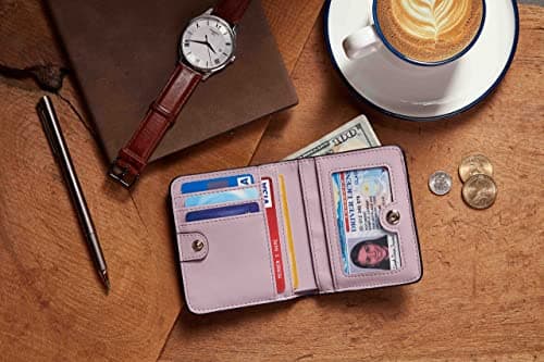 Gostwo Slim Wallet for Women, Credit Card Holder Small Wallet, RFID Blocking Wallet, Compact Bifold Luxury Genuine Leather Pocket Passport Wallet Ladies Girls Mini Purse Travel with ID Window, Purple - Thumbnail 6