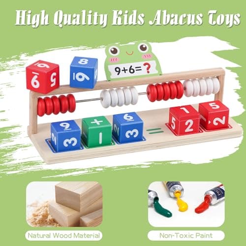 Ranqibo Wooden Math Learning Toys, Number Blocks Toys, Abacus for Kids Math,Montessori Toys for 3-5 Year Old Boys Girls Birthday Gifts - Thumbnail 5
