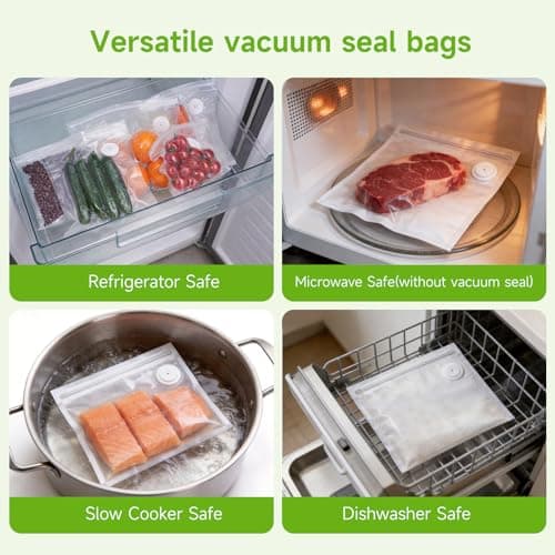 Vixino Vacuum Sealer Bags for Food, 30 Reusable BPA-Free Food Storage Bags for Sous Vide, Freezer, Microwave, Works with Handheld Vacuum Sealer and Vacuum Sealer Machine with External Vacuum Systems - Thumbnail 5