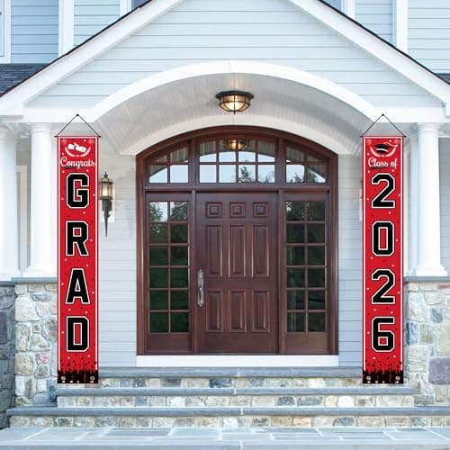 OHOME Graduation Decorations 2026 - Red Congrats Grad Porch Banner for Graduation Party Decorations - Class of 2026 - Party Favors Supplies Backdrop Yard Signs Decor - Thumbnail 4