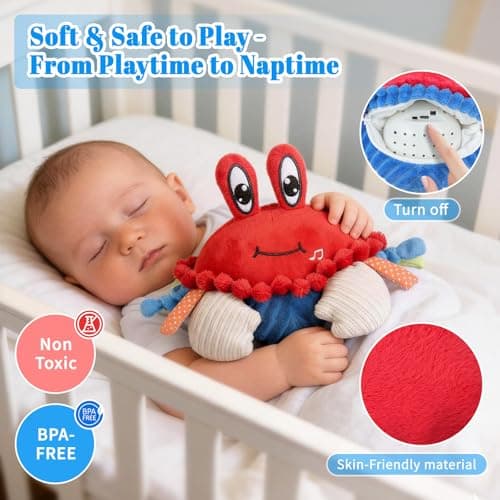 Crawling Crab Baby Toys 6-12 18 Months, Musical Dancing Crab Plush Toy - 45 Songs & Voice Recorder, Crawling Toy for Baby Infant Tummy Time, Crab Toy for 12-18 Months, Sensory Toys for Toddlers 1-3 - Thumbnail 6