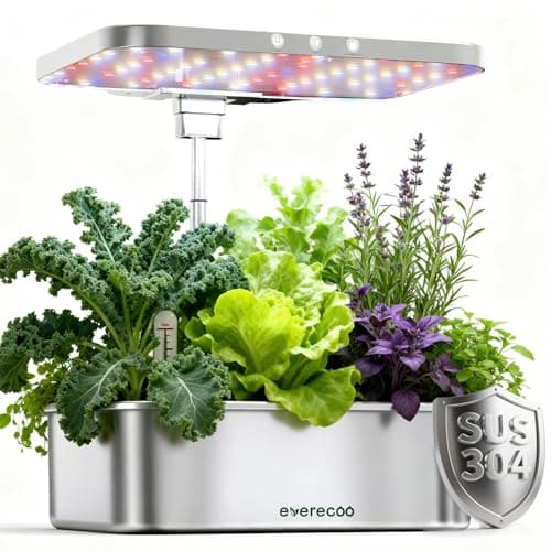Stainless Steel Hydroponics Growing System Kits, Controlled Smart Indoor Garden with LED Grow Light Full Spectrum, 15 Pods Plant Germination Kit, with Quiet Pump,for Vegetables Herbs,Gardening Gifts