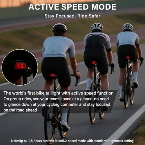 Smart Animated ​Bike Tail Light with Brake Sensing Auto On/Off, Animation & Live Speed & Peloton 3 Modes, XL Screen, Rear Bike Light, Rechargeable Bicycle Tail Light for Road Urban Cyclists Safety - Thumbnail 4
