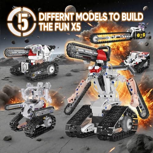 5 in 1 STEM RC Robot Building Kit for Boys, APP & Remote Control Erector Set RC Toys for Kids Blocks 419 Pcs, DIY Build Science Educational Gift for Age 6 7 8 9 10 11 12+ Boys & Girls - Thumbnail 2