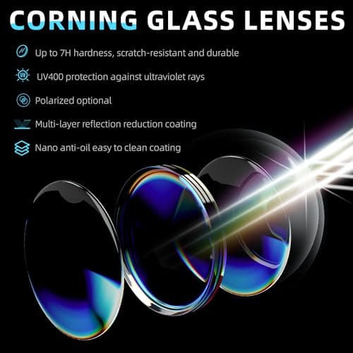 B.N.U.S Polarized Sunglasses for Men with Corning Glass Lens - Scratch-Resistant, Optical Clarity, Premium UV Protection (Black/Brown Lens, Polarized) - Thumbnail 2