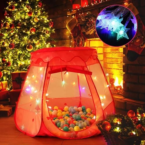 Pop Up Princess Tent with Colorful Star Lights for 1 2 3 Year Old Birthday Gift, 12-18 Months Baby Girl Toys, Foldable Ball Pit with Carrying Bag, Indoor&Outdoor Play Tent for Kids - Thumbnail 5