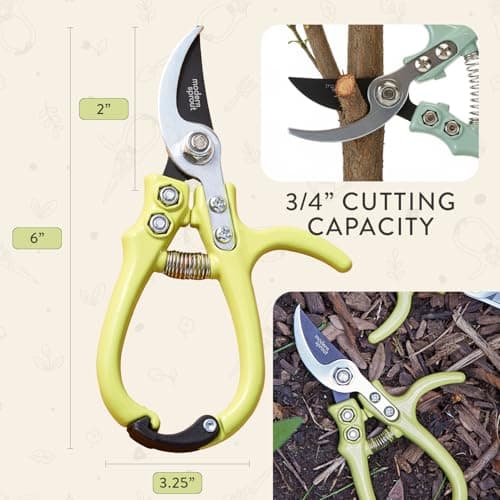 Modern Sprout Bypass Hand Pruners - Scissors - Gardening Tools - Chartreuse - Thumbnail 3