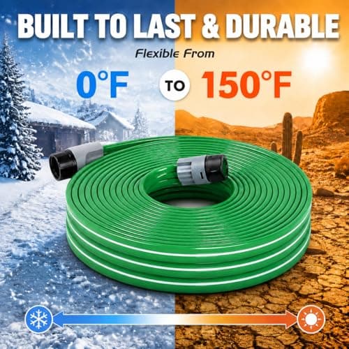 MIXC Reinforced Sprinkler Hose with Holes, 100FT (25FT×4 Pack) No-Kink Heavy Duty Flat Sprinkler Soaker Hose with Stakes & Splitters, Drip Irrigation Garden Hose for Lawn, Yard, Vegetable & Flower Bed - Thumbnail 6