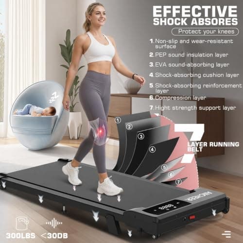 ANCHEER Walking Pad with Incline, 3.0HP Under Desk Treadmill for Home Office, 300 lbs Capacity Portable Mini Treadmill with Remote Control, Quiet Running Jogging Machine for Small Spaces - Thumbnail 4