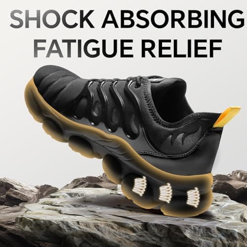 DRRHINO Steel Toe Shoes for Men Women Comfortable Lightweight Work Sneakers for Men Composite Toe Safety Sneakers Men's Slip Resistant Indestructable Construction Safety Shoes Black - Thumbnail 4