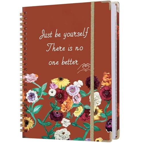 Vintage Floral Notebook-Graduation Gift, Appreciation Gift, Good Luck–100 Lined Pages, Metal Corner, Around Strap, Spiral Coil, Retirementgifts, Inspirationalgift, Best Friend merch for Women - Image 1