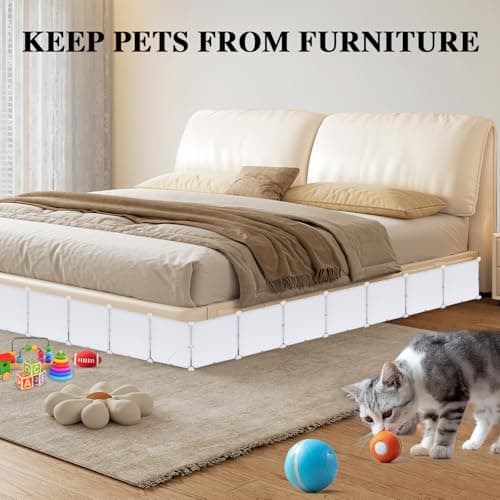 11.8" H x 248" L in Total Under Bed Blocker for Pets, Adjustable Length Bed Blockers for Under Bed, Under Beds Blocker Stops Pets Sneaking Under, Fits Queen, King Bed Three Sides, White - Thumbnail 2