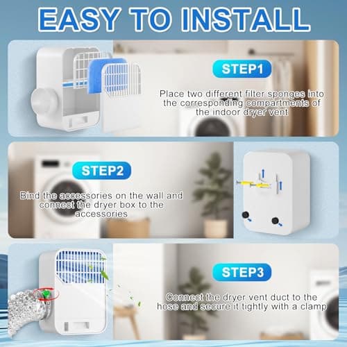 3-in-1 Indoor Dryer Vent Kit with 8-Layer Filter & 10FT Hose – Lint Trap Box with Water Drawer System, Easy Install for Electric Dryers, Improves Air Quality - Thumbnail 4