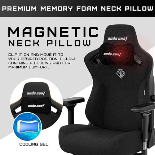 Anda Seat Kaiser 3 Large Gaming Chair for Adults - Ergonomic Black Fabric Gaming Seat with Lumbar Support, Comfortable Office Chairs with Neck Support - Heavy Duty Wide Computer Seat - Thumbnail 3