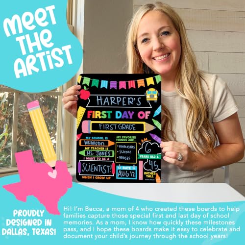 My First Day of School Sign with Marker -11"x14" Double-sided & Reusable Back to School Sign Board and Photo Prop for First and Last Day, Kindergarten PreK Preschool Chalkboard Back to School Supplies - Thumbnail 2