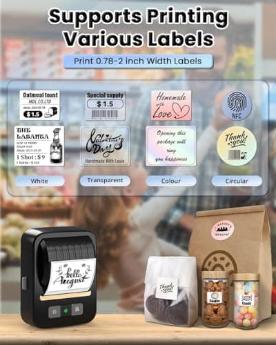 NDYIN Label Makers, Label Maker Machine with Tape, Bluetooth Label Maker, Portable Thermal 2 Inch Label Printer for Small Business, Barcode, Address, Logo, Clothing, Sticker Printer for Phones & PC - Thumbnail 2