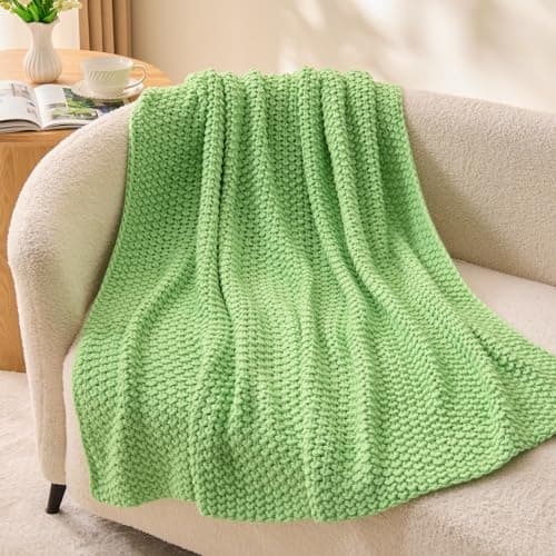 BEDELITE Green Throw Blanket Chunky Cable Knit Cozy Blanket for Couch,Super Soft Woven Blanket for Room Decor,50"x60" - Image 1