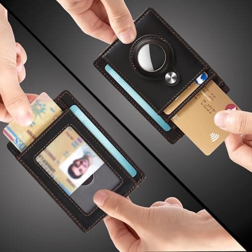 Hawanik Slim Minimalist Front Pocket Air Tag Wallet, RFID Blocking Card Holder Wallet with Airtag Holder - Thumbnail 2