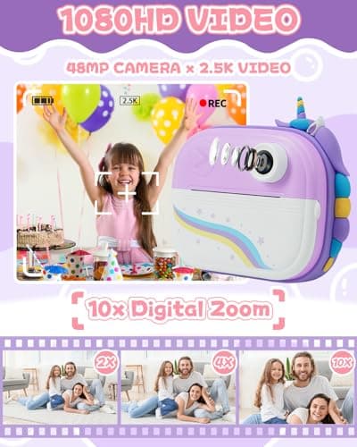 FAYOGOO Kids Camera Instant Print, Christmas Birthday Gifts for Girls Age 3-12, Ideal Toy for 3 4 5 6 7 8 9 10 Years Old Girls Boys, Toddler Camera Toys with 3 Rolls Print Paper & 32GB Card (Purple) - Thumbnail 4