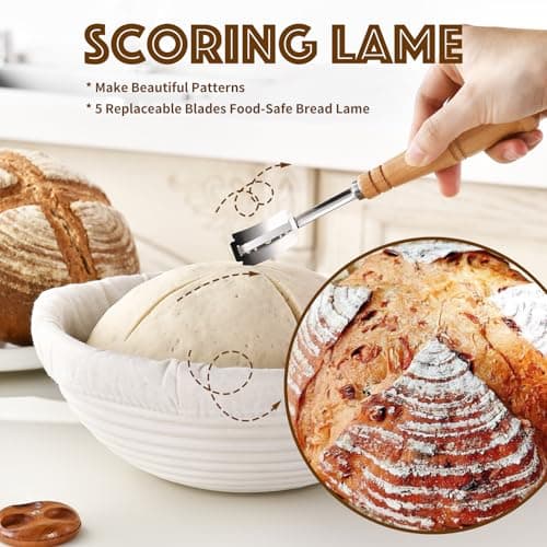 HAOCHUYI 9-Inch Round Bread Proofing Basket, Complete Sourdough Starter Kit, Essential Bread Making Tools, Perfect for Sourdough Baking, HAOCHUYI Gift Set - Thumbnail 4