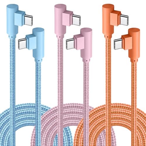 APFEN USB C Cable 10FT, 3Pack Power Delivery 60W Nylon Braided C to C Cable 90 Degree Type C Fast Charging Cord for iPhone 17/ 17Air/17 Pro Max/16/16 Plus/16 Pro Max/15/15 Plus/Pro Max