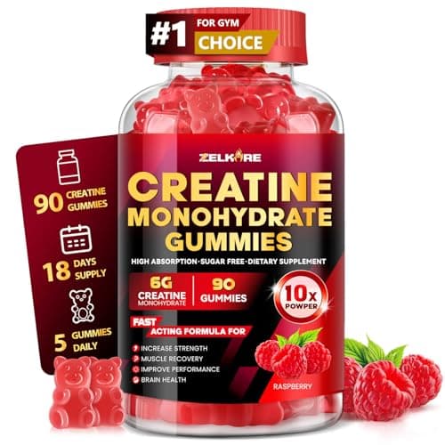 ZELKORE Creatine Monohydrate Gummies 6000mg for Men & Women, Sugar Free Creatine Gummy for Pre & Post Workout, High Absorption Supplement with BCAA, Support Boost Strength, Endurance & Muscle Recovery - Image 1