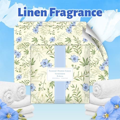 SCENTORINI Scented Drawer Liners for Dresser, 12 Sheets Linen Scent Drawer Paper Liners,14.3x19.5 Inch Scented Paper Sheets for Home Shelf Closet Bedroom Drawers - Thumbnail 2