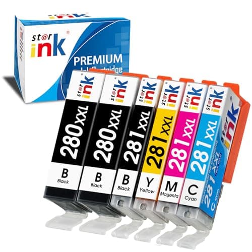 6 Pack PGI-280XXL CLI-281XXL Compatible Ink Cartridges, Replacement for Canon 280 281 Ink Cartridges Work with PIXMA TR8620a TR8620 TR8520 TR8600 TR7520 TS6120 TS6220 TS9120 TS8220 TS6320 Printers - Image 1